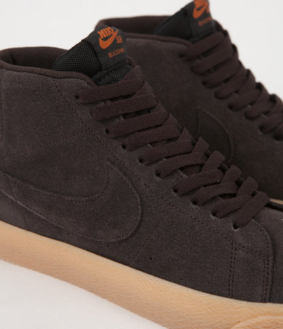 Nike SB Blazer Mid Shoes - Velvet Brown / Velvet Brown - Cinder Orange