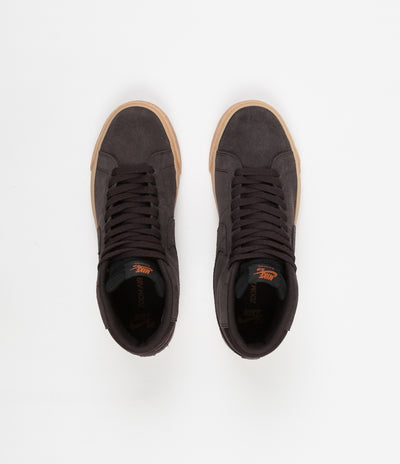 Nike SB Blazer Mid Shoes - Velvet Brown / Velvet Brown - Cinder Orange