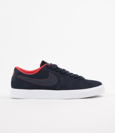 Nike SB Blazer Vapor Shoes - Obsidian / Obsidian - White - Track Red