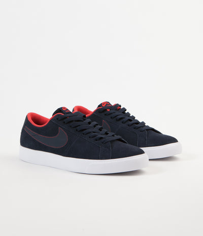 Nike SB Blazer Vapor Shoes - Obsidian / Obsidian - White - Track Red