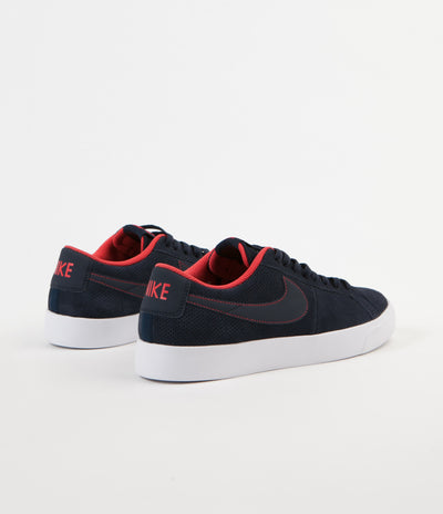 Nike SB Blazer Vapor Shoes - Obsidian / Obsidian - White - Track Red