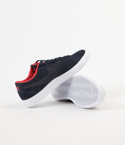 Nike SB Blazer Vapor Shoes - Obsidian / Obsidian - White - Track Red