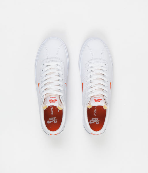 Nike SB Bruin Ultra Shoes - White / Team Orange - White - Gum Light Br ...