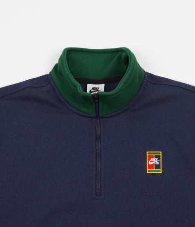 Nike SB Court 1/2 Zip Sweatshirt - Midnight Navy / Gym Red / Pollen