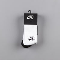 Nike SB Crew Socks (3 pair)  - White / Black thumbnail