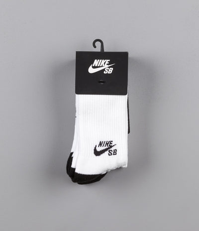 Nike SB Crew Socks (3 pair)  - White / Black