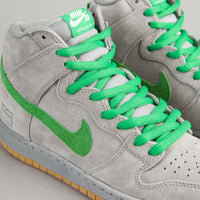 Nike SB Dunk High Premium Shoes - Metallic Silver / Hyper Verde - Gum Yellow thumbnail