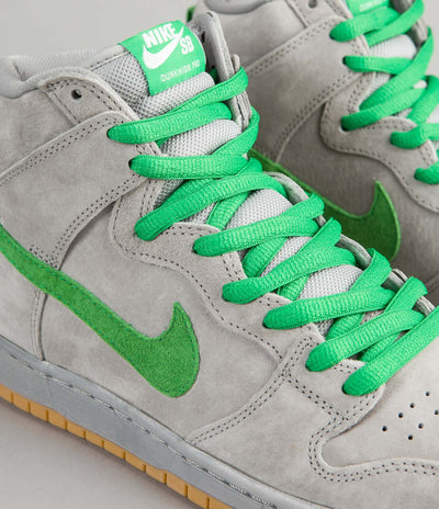 Nike SB Dunk High Premium Shoes - Metallic Silver / Hyper Verde - Gum Yellow