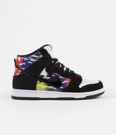 Nike SB Dunk High 'TV Signal' Shoes - White / Black - Infrared