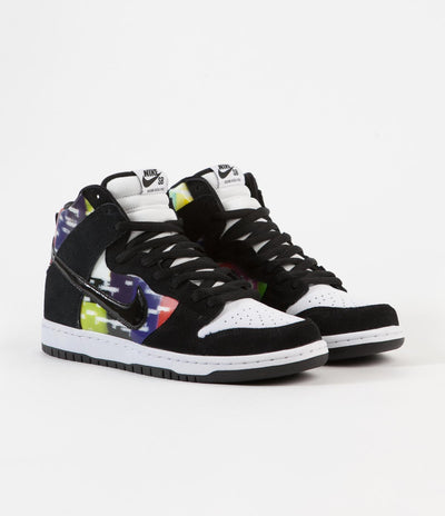 Nike SB Dunk High 'TV Signal' Shoes - White / Black - Infrared