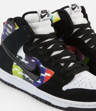 Nike SB Dunk High 'TV Signal' Shoes - White / Black - Infrared