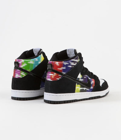 Nike SB Dunk High 'TV Signal' Shoes - White / Black - Infrared