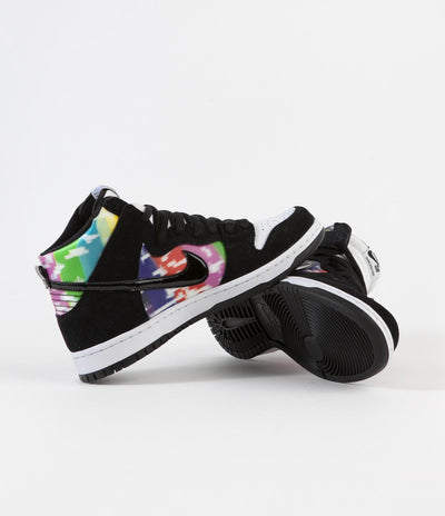 Nike SB Dunk High 'TV Signal' Shoes - White / Black - Infrared