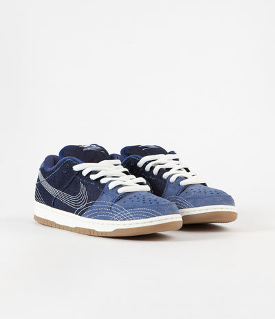 Nike SB Dunk Low Pro Premium 'Sashiko' Shoes - Mystic Navy / Sail - Mystic Navy