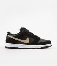 Nike SB Dunk Low Pro Shoes - Black / Metallic Gold - White