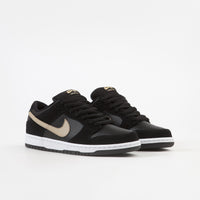 Nike SB Dunk Low Pro Shoes - Black / Metallic Gold - White thumbnail