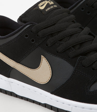 Nike SB Dunk Low Pro Shoes - Black / Metallic Gold - White