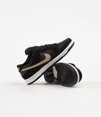 Nike SB Dunk Low Pro Shoes - Black / Metallic Gold - White