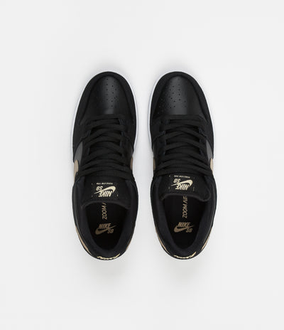 Nike SB Dunk Low Pro Shoes - Black / Metallic Gold - White