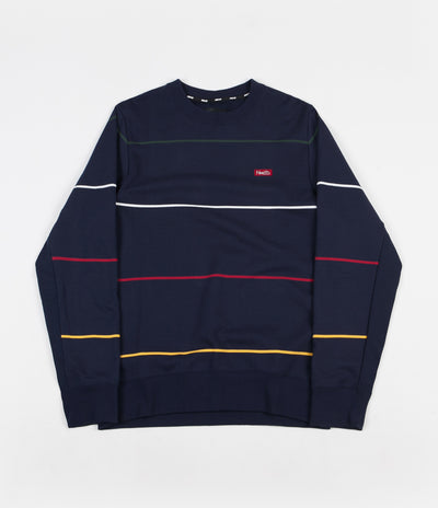 Nike SB Everett Stripe Crewneck Sweatshirt - Obsidian / Red Crush