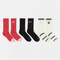 Nike SB Everyday Max Lightweight Crew Socks (3 Pack) - Black / Off White / Red thumbnail