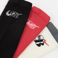 Nike SB Everyday Max Lightweight Crew Socks (3 Pack) - Black / Off White / Red thumbnail