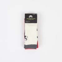 Nike SB Everyday Max Lightweight Crew Socks (3 Pack) - Black / Off White / Red thumbnail