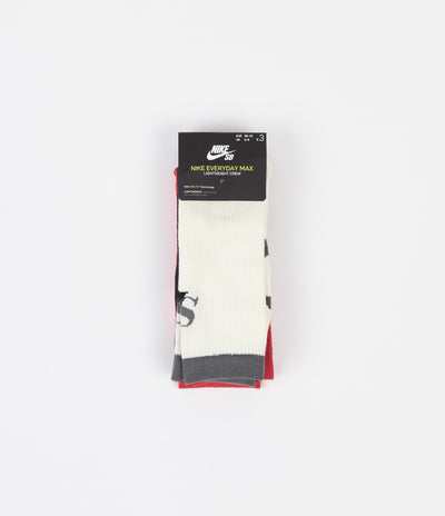 Nike SB Everyday Max Lightweight Crew Socks (3 Pack) - Black / Off White / Red