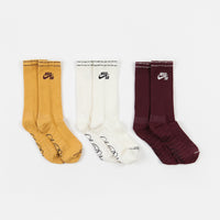 Nike SB Everyday Max Lightweight Crew Socks (3 Pair) - Burgundy / Orange / Cream thumbnail