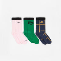 Nike SB Everyday Max Lightweight Crew Socks (3 Pair) - Green / Multicolour thumbnail