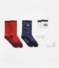 Nike SB Everyday Max Lightweight Crew Socks (3 Pair) - Red / White / Black