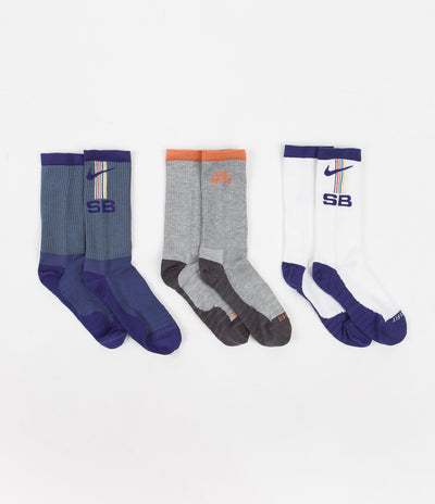 Nike SB Everyday Max Lightweight Crew Socks (3 Pair) - White / Green / Blue