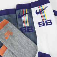 Nike SB Everyday Max Lightweight Crew Socks (3 Pair) - White / Green / Blue thumbnail