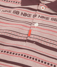 BioenergylistsShops - Nike SB Jacquard Long Sleeve Polo Shirt - Pink Oxford  / Dark Wine / Pi