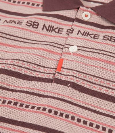 Nike SB Jacquard Long Sleeve Polo Shirt - Pink Oxford / Dark Wine / Pink Salt