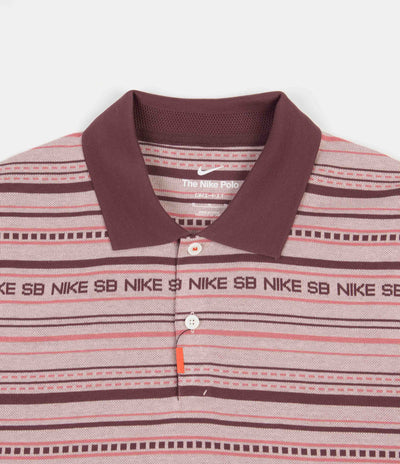 Nike SB Jacquard Long Sleeve Polo Shirt - Pink Oxford / Dark Wine / Pink Salt