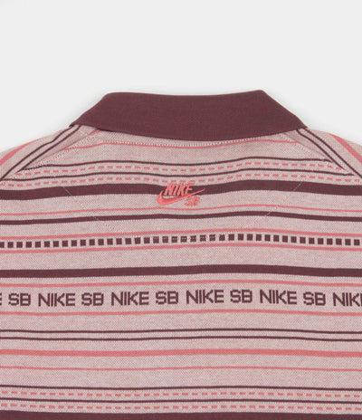 Nike SB Jacquard Long Sleeve Polo Shirt - Pink Oxford / Dark Wine / Pink Salt