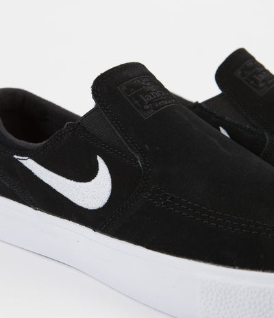 Nike SB Janoski Slip On Remastered Shoes - Black / White - White