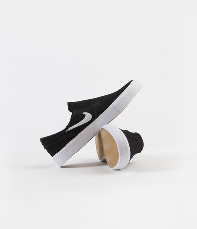 Nike SB Janoski Slip On Remastered Shoes - Black / White - White