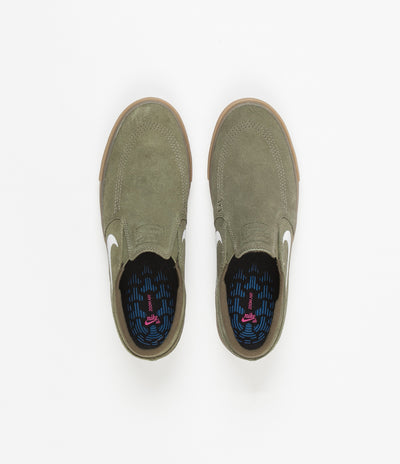 Nike SB Janoski Slip On Remastered Shoes - Medium Olive / White - Medium Olive