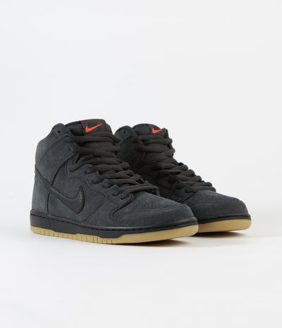 Nike SB Orange Label Dunk High Pro Shoes - Dark Smoke Grey / Black - Dark Smoke Grey  - White