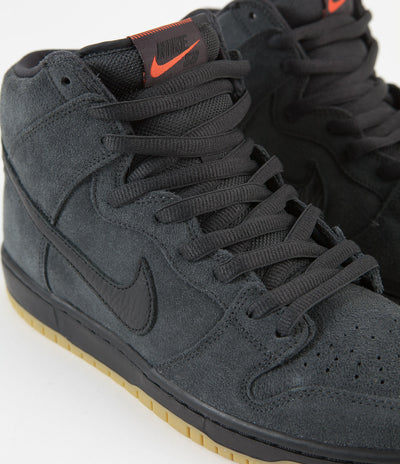 Nike SB Orange Label Dunk High Pro Shoes - Dark Smoke Grey / Black - Dark Smoke Grey  - White