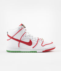 Nike SB P-Rod Dunk High Premium Shoes - White / University Red - White - Classic Green