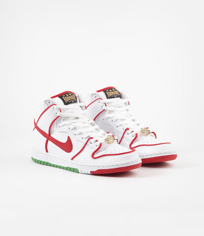 Nike SB P-Rod Dunk High Premium Shoes - White / University Red - White - Classic Green