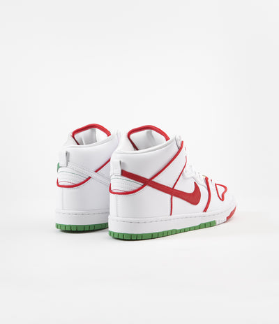 Nike SB P-Rod Dunk High Premium Shoes - White / University Red - White - Classic Green