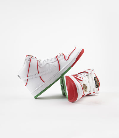 Nike SB P-Rod Dunk High Premium Shoes - White / University Red - White - Classic Green