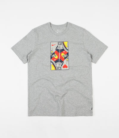 Nike SB Queen Card T-Shirt - Dark Grey Heather / Habanero Red