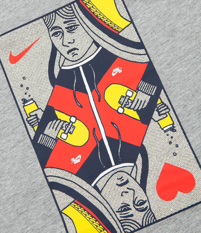 Nike SB Queen Card T-Shirt - Dark Grey Heather / Habanero Red