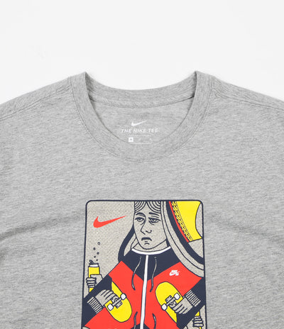 Nike SB Queen Card T-Shirt - Dark Grey Heather / Habanero Red