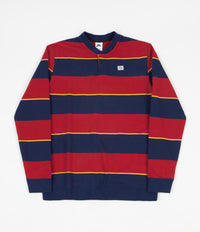 Nike SB Striped Henley Long Sleeve T-Shirt - Midnight Navy / Gym Red / Pollen